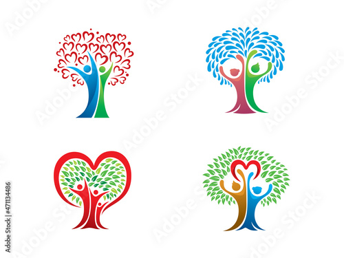 people and tree logo symbol or icon template