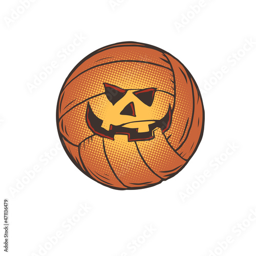 halloween pumpkin face volleyball ball, sports item