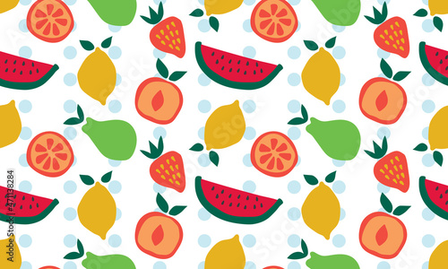 Fototapeta Naklejka Na Ścianę i Meble -  seamless repeating pattern with fruits. vector illustration
