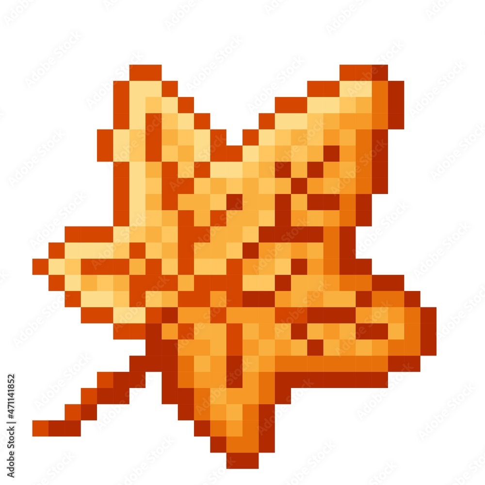 Obraz premium Maple leaf pixel art. Vector illustration.