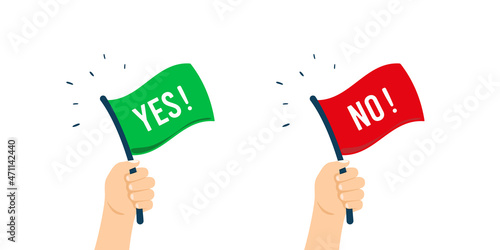 Signboard yes and no in hands illustration