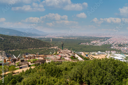 Denizli city with panoramic city view from urban forest. photo