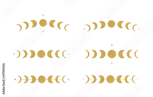 Golden moon phases with stars
 photo