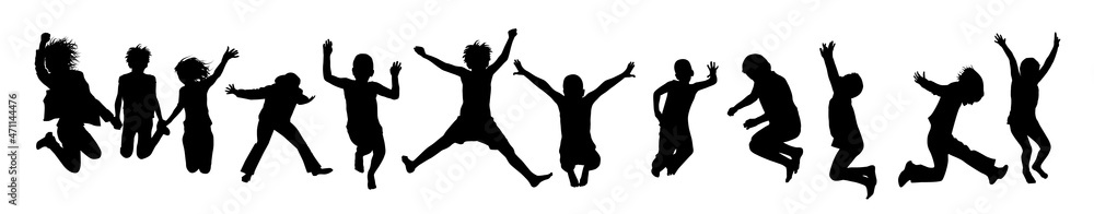 Jumping joyful children. Vector illustration