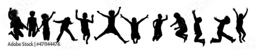 Jumping joyful children. Vector illustration