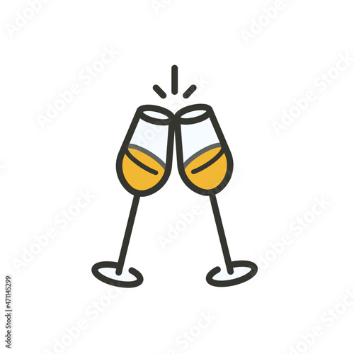 Toasting champagne glass icon