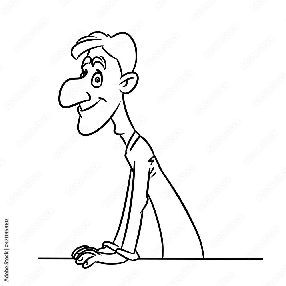 Obraz premium Young man looking smile illustration cartoon contour