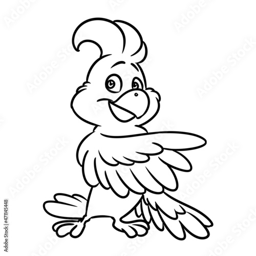 Cheerful parrot character bird illustration cartoon contour