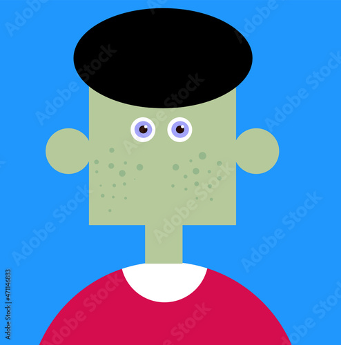 acne illness pimples on man face. close up portrait of man with acne illness