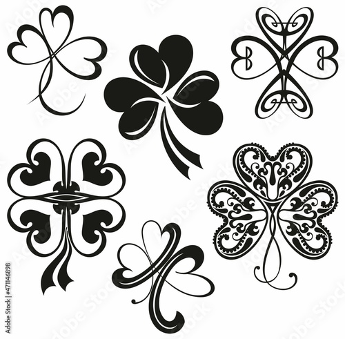 Shamrock Silhouette. St Patrick Day. Shamrock icon.Graphic pictogram 