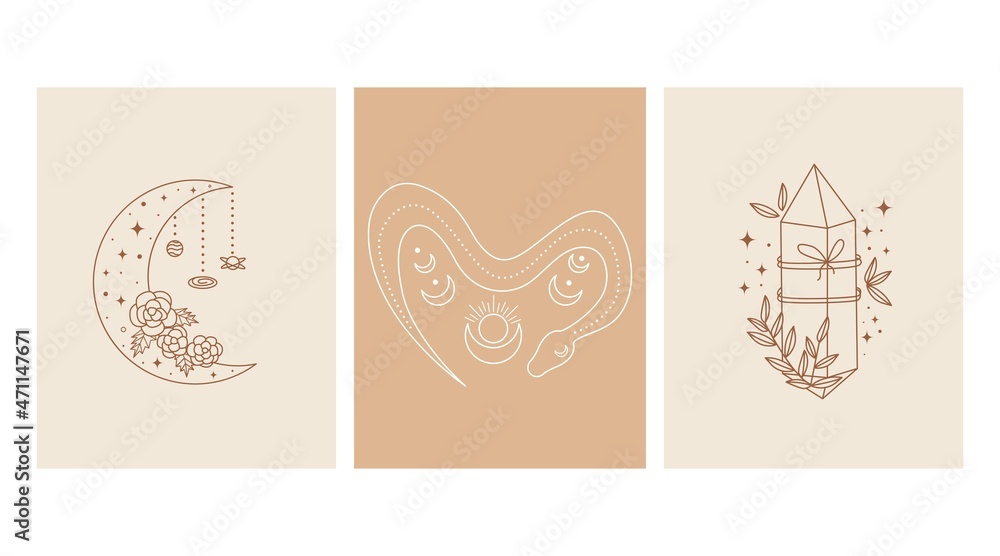 Esoteric vector set. Magic posters Esoteric vector set. Magic posters