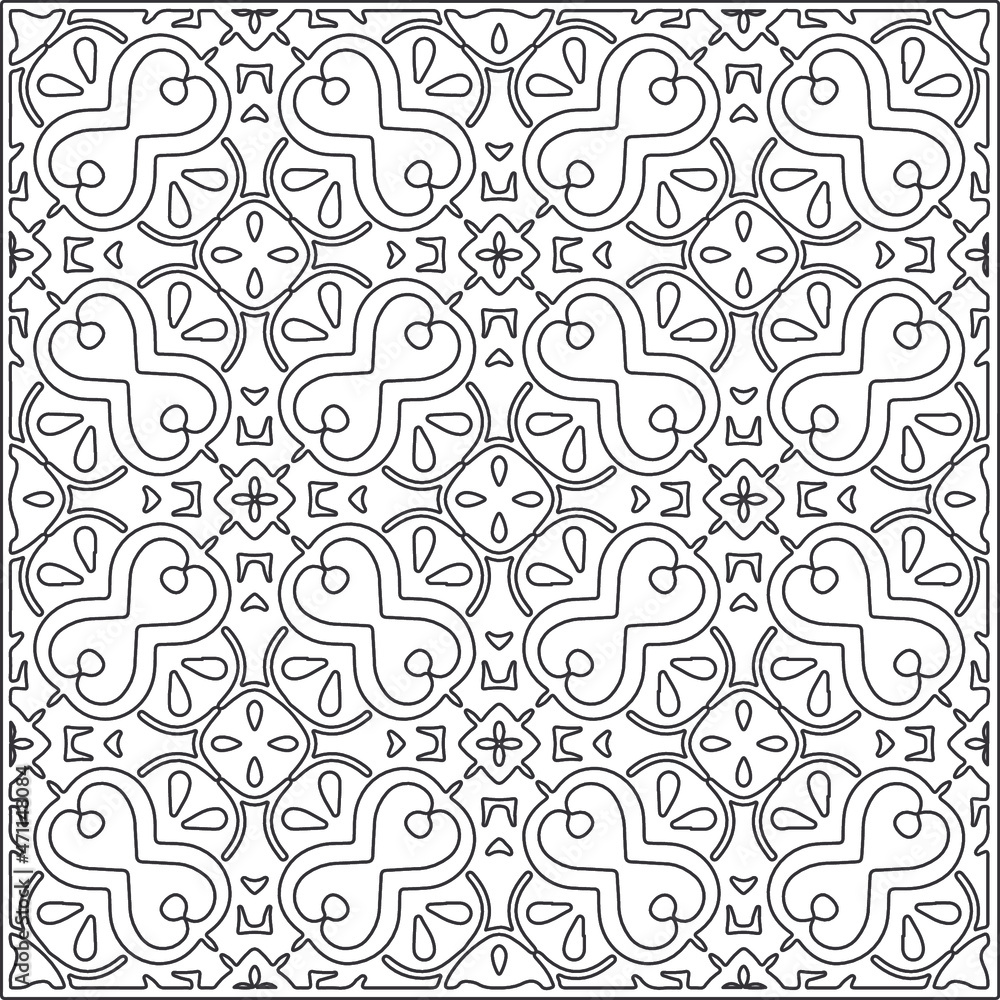 Vector pattern with symmetrical elements . Repeating geometric tiles from striped elements.Monochrome texture.Black and 
white pattern for wallpapers and backgrounds.