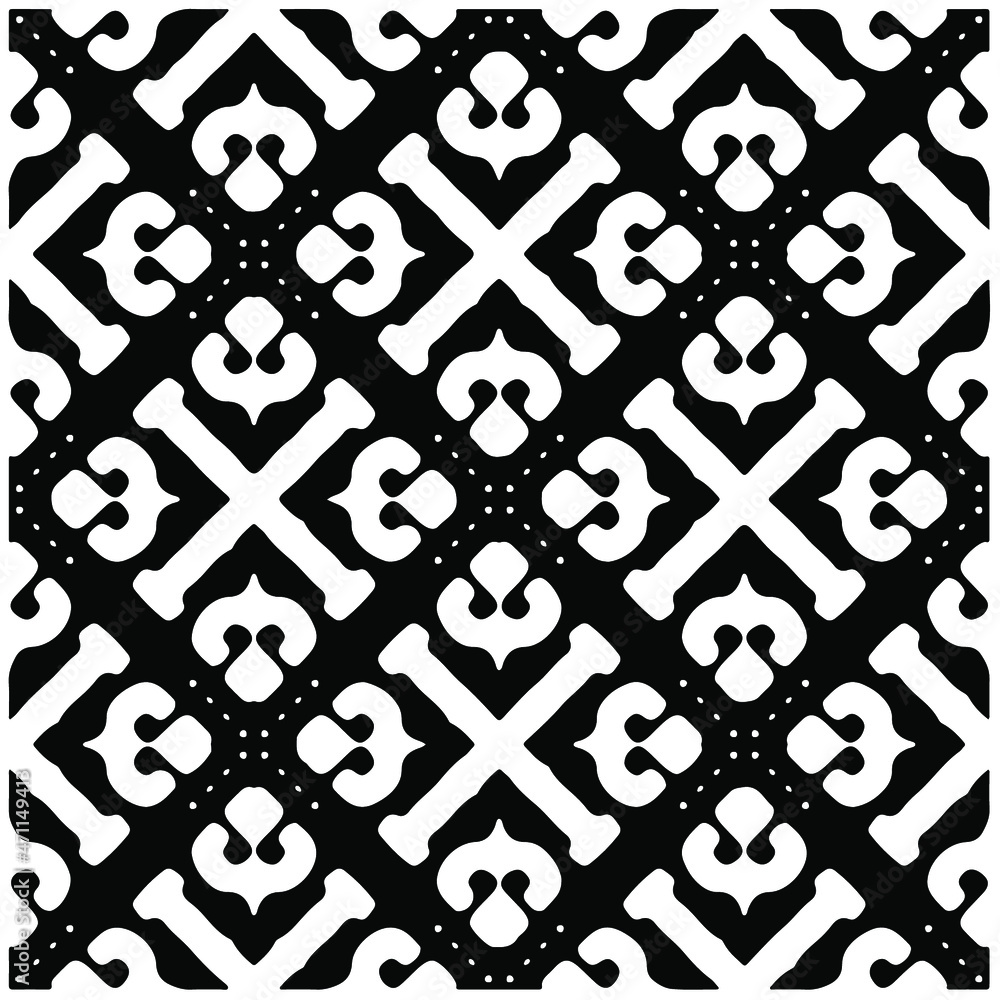 Decorative abstract pattern. Black and white seamless geometric pattern.