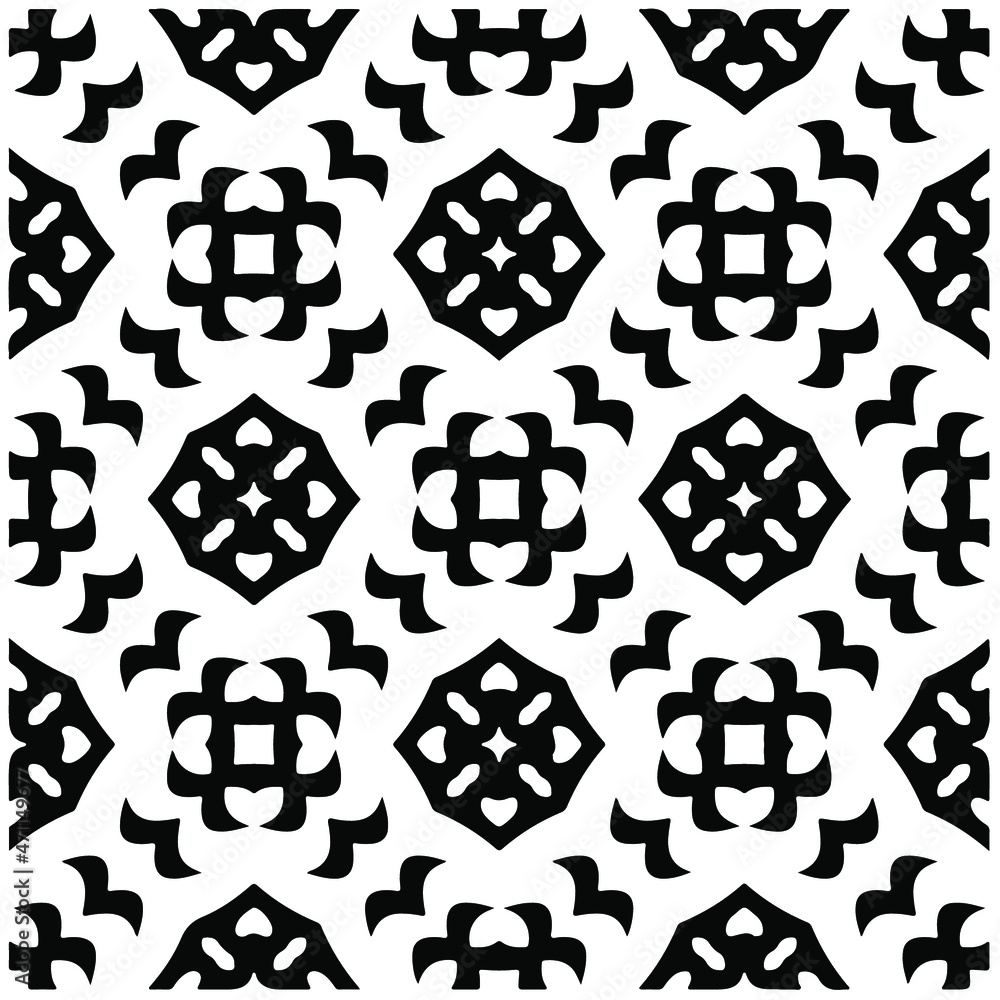 Decorative abstract pattern. Black and white seamless geometric pattern.