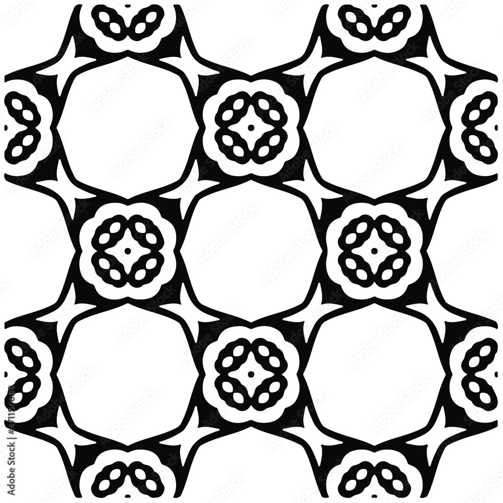 Obraz premium Decorative abstract pattern. Black and white seamless geometric pattern.