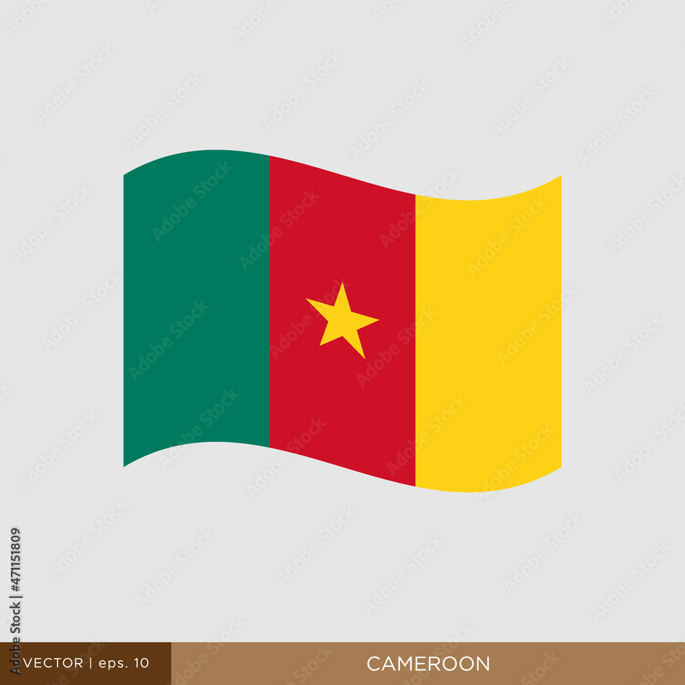 Waving flag of Cameroon vector illustration design template. Waving flag of Cameroon vector illustration design template.