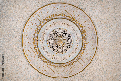 Closeup detail of islamic style ceiling lamp fittings