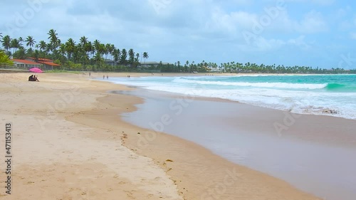 Beautiful latin american beach, Pontal do Cupe beach at Ipojuca PE, Brazil. Wide view of the beach. Tourist destination of Pernambuco state.