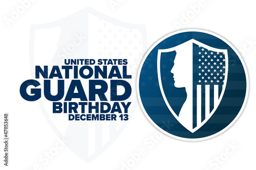 United States National Guard Birthday. December 13. Holiday concept. Template for background, banner, card, poster with text inscription. Vector EPS10 illustration.