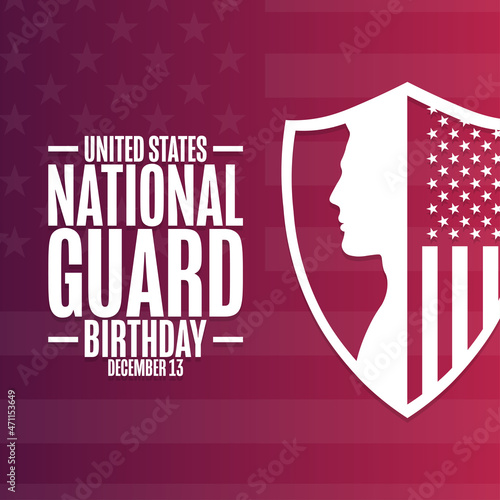 United States National Guard Birthday. December 13. Holiday concept. Template for background, banner, card, poster with text inscription. Vector EPS10 illustration.