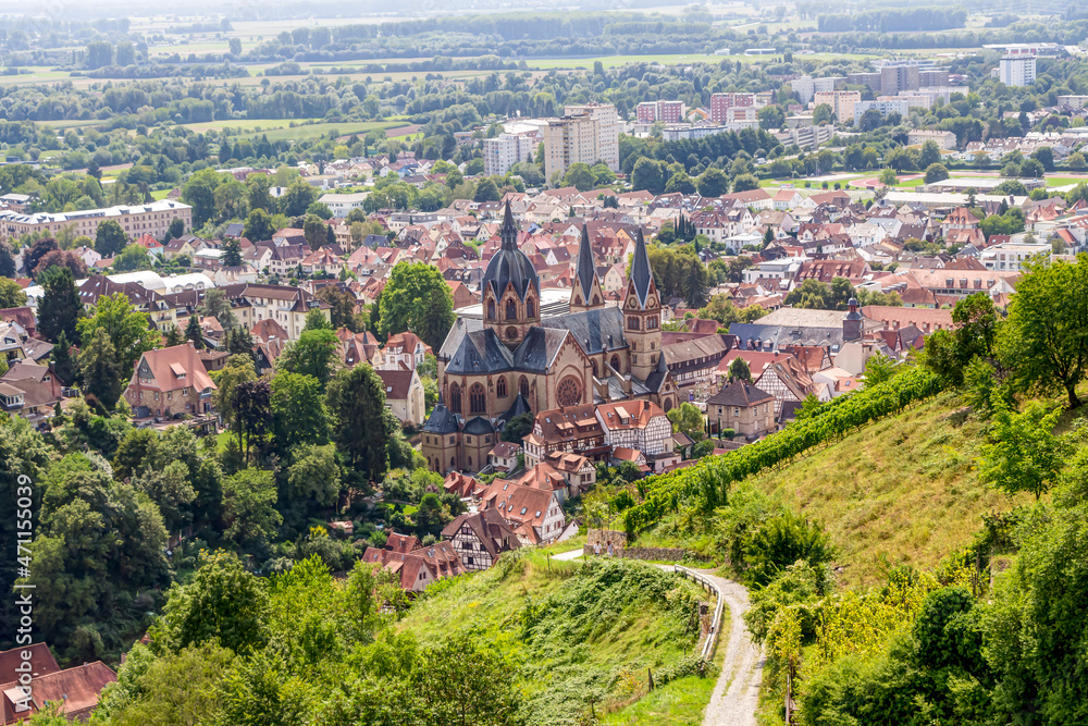 Blick auf die Stadt Heppenheim im Landkreis Bergstraße, Hessen in Deutschland