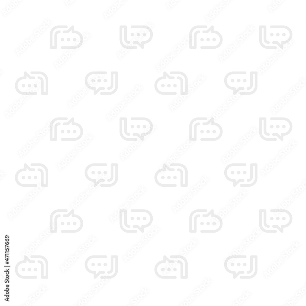 Chat bubble icon set. Positioned in a seamless pattern. Outline minimalistic simple messaging pattern. Grey logo icon on a white background. Chat bubble icon set. Positioned in a seamless pattern. Outline minimalistic simple messaging pattern. Grey logo icon on a white background.
