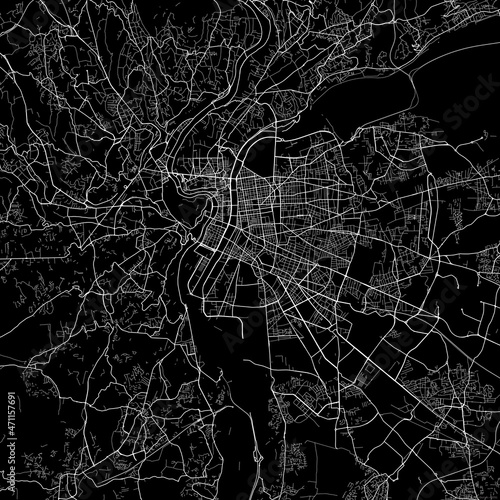 Black map of Lyon France.