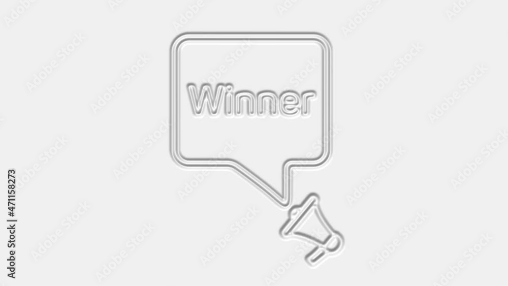 Winner. Megaphone with winner text speech bubble banner. Loudspeaker. 4K video motion graphic Winner. Megaphone with winner text speech bubble banner. Loudspeaker. 4K video motion graphic