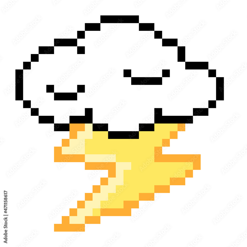 Fototapeta premium Pixel Illustration of cloud and thunder