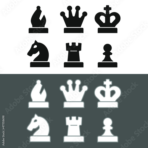 Simplified chess pieces icons