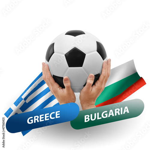 Soccer football competition match, national teams greece vs bulgaria
