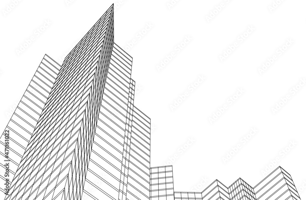 Fototapeta premium architectural drawing 3d illustration