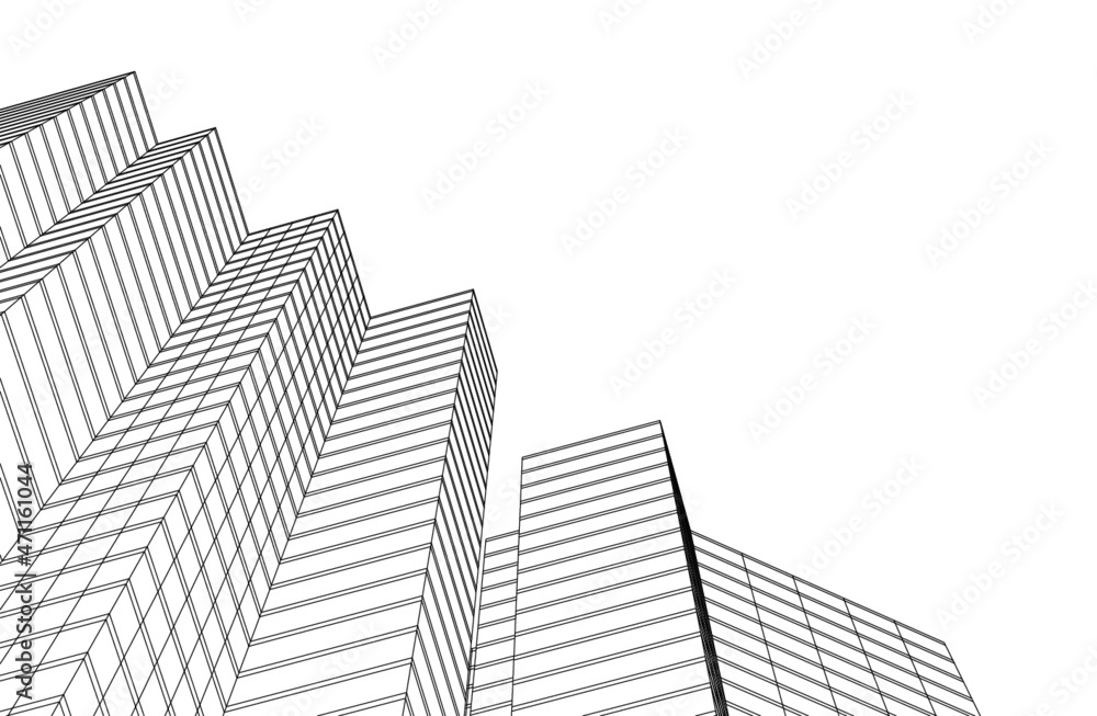abstract architectural drawing 3d vector illustration