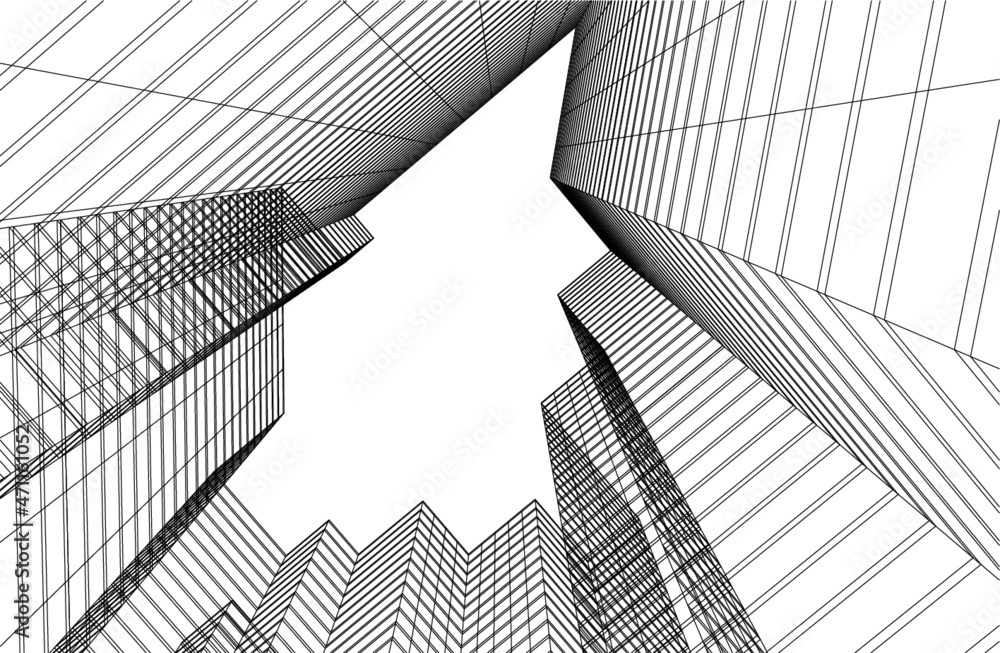 Fototapeta premium abstract architectural drawing 3d vector illustration