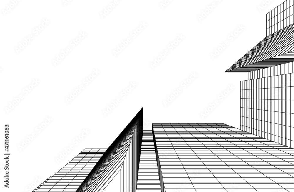 Fototapeta premium abstract architectural drawing 3d vector illustration