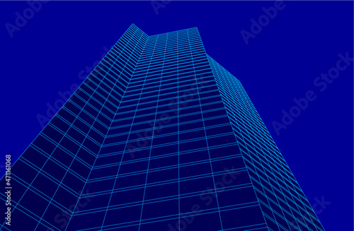 abstract architectural drawing 3d vector illustration