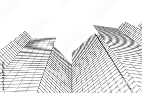 abstract architectural drawing 3d vector illustration
