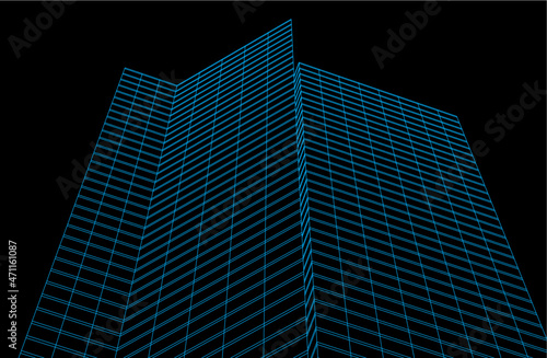 abstract architectural drawing 3d vector illustration