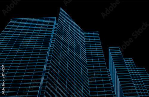 abstract architectural drawing 3d vector illustration