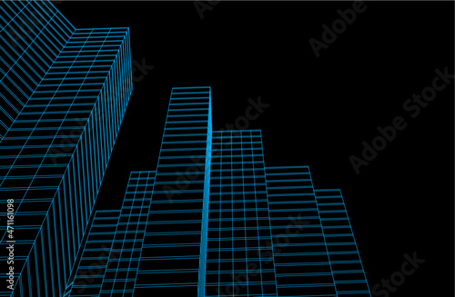 abstract architectural drawing 3d vector illustration