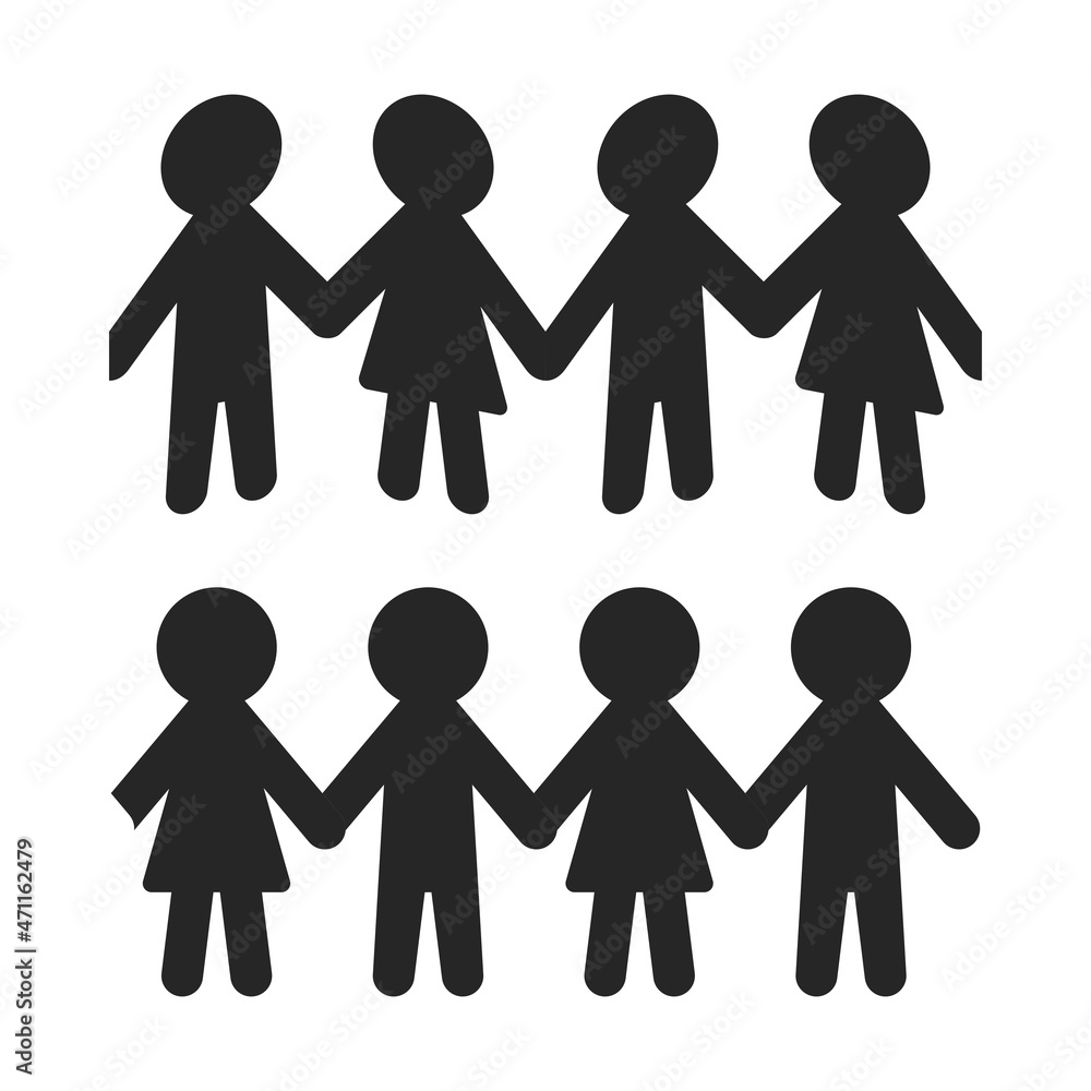 chain-of-paper-people-or-doll-chain-in-repeating-pattern-silhouette-as