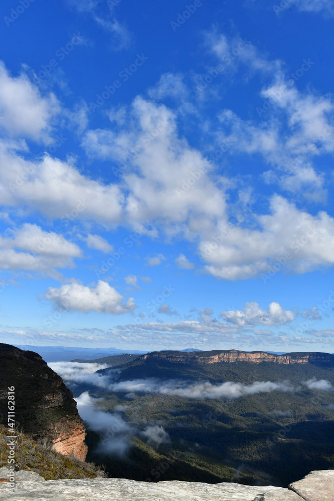 Mist in the valley at Leura in the Blue Mountains west of Sydney, Australia