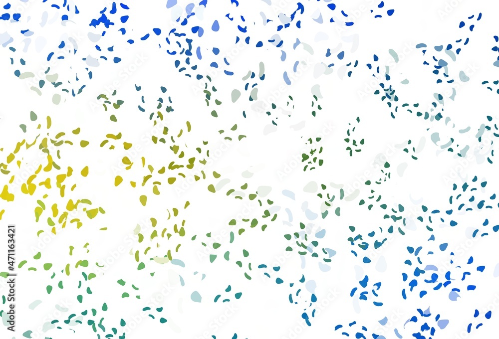 Light blue, yellow vector pattern with chaotic shapes. Light blue, yellow vector pattern with chaotic shapes.