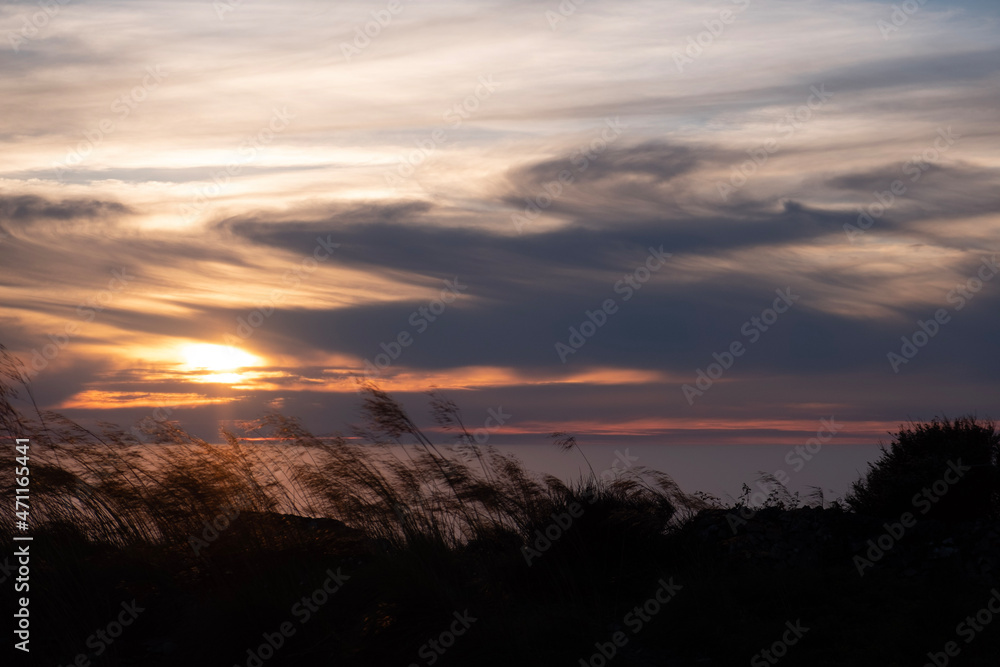 sunset over the lake