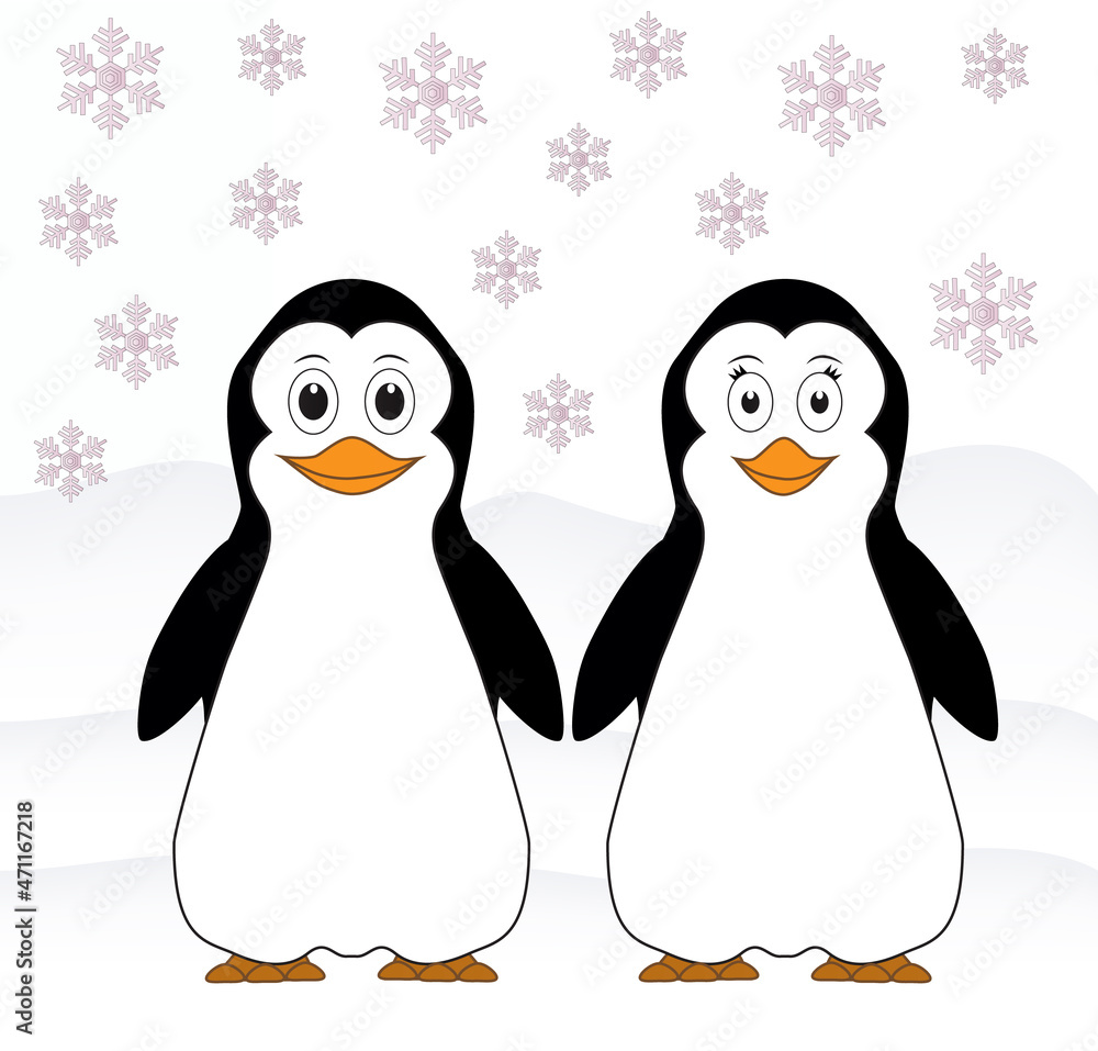 Fototapeta premium two penguins on a snow