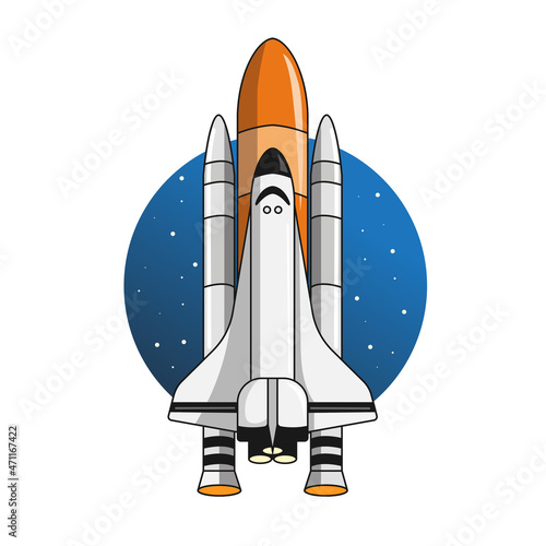 Spaceships vector. Spacecraft, planetary exploration and travelling. Cosmic transport. Vehicles , machines designed to fly in outer space.