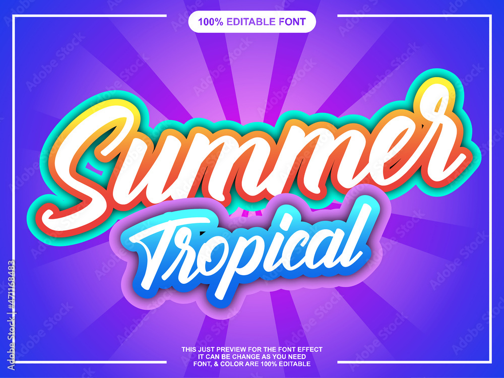 Obraz premium Bright Modern Script Summer Font Effect For Illustrator Editable Graphic Style Text Effect