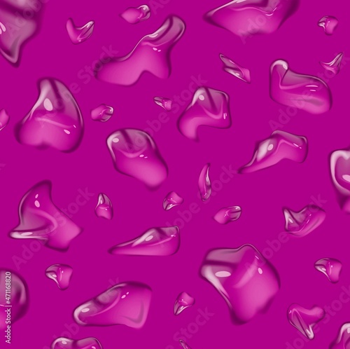 Rain drops. Drops of water on a violet background. Seamless pattern.