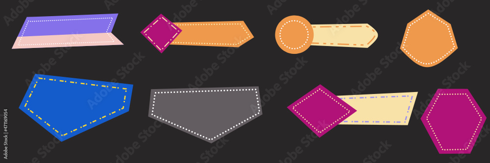 Flat design sticker label ribbon lower third vector colorful Stock ...