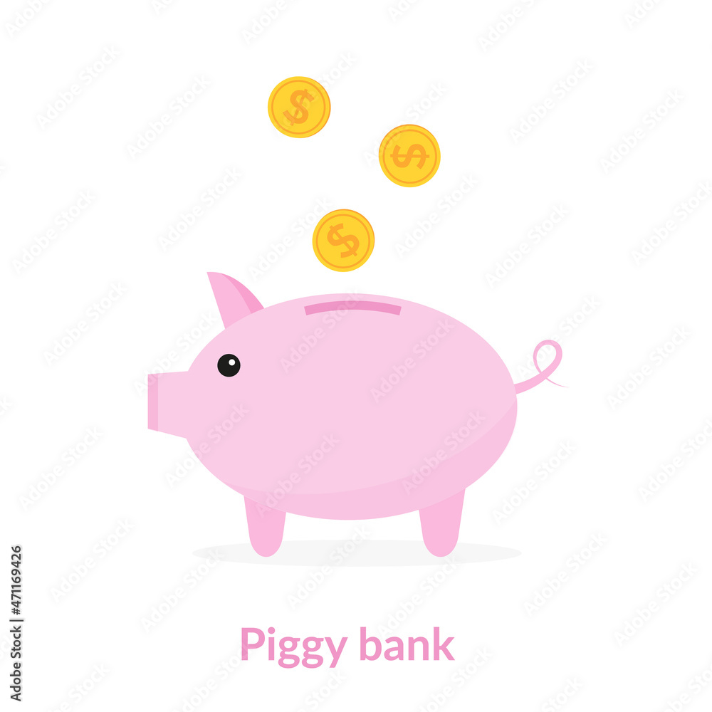 Fototapeta premium Piggy bank with coins icon